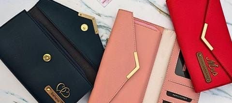 Personalized Ladies Clutch with Charm - Classic Finish
