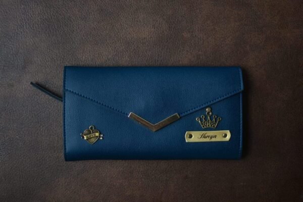 Personalized Ladies Clutch with Charm - Classic Finish