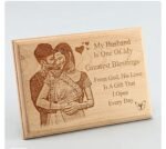 Customised Wooden Photo Frame with Engraved Photo & Message Tabletop, Rectangular photo Plaque best Gift for Best Friends Birthday, Anniversary