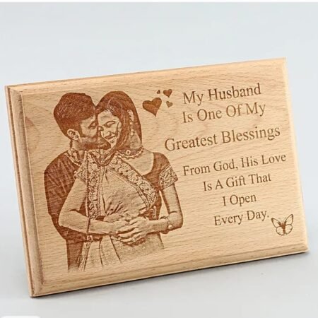 Customised Wooden Photo Frame with Engraved Photo & Message Tabletop, Rectangular photo Plaque best Gift for Best Friends Birthday, Anniversary