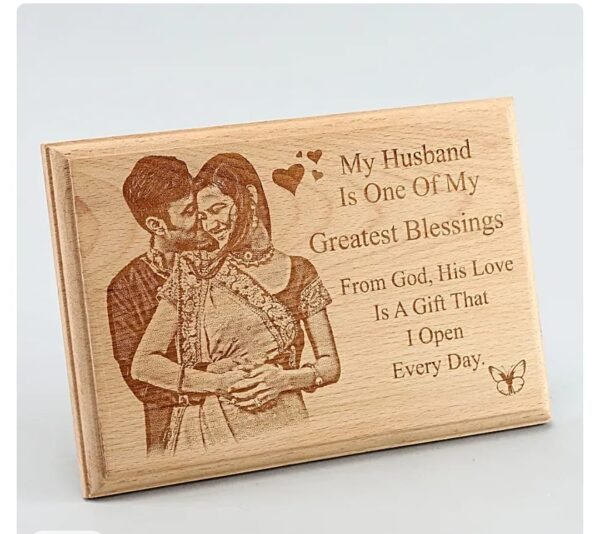 Customised Wooden Photo Frame with Engraved Photo & Message Tabletop, Rectangular photo Plaque best Gift for Best Friends Birthday, Anniversary